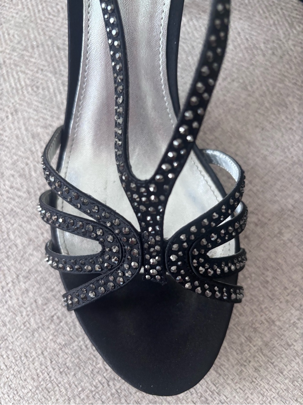 Nina Black Embellished Strappy Sandals - Size 9.5 - 2 inch heel - Picture 4 of 5